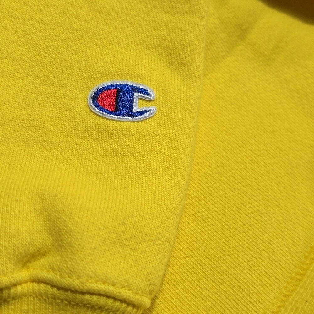 Champion Unisex Reverse Weave Retro Embroidered Logo Sweatshirt Bright Yellow S - Picture 8 of 14